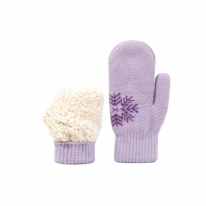 Snowflake Cozy Knit Mittens