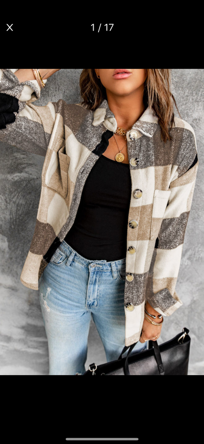 The Cozy Neutral Check Shacket