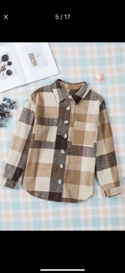 The Cozy Neutral Check Shacket