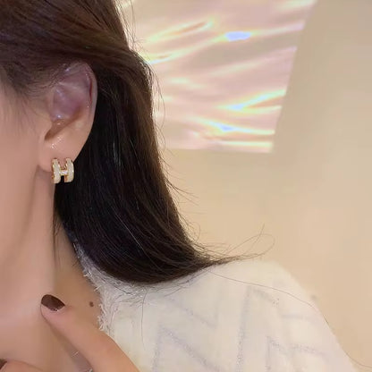 Luxe “H” Enamel Hoop Earrings