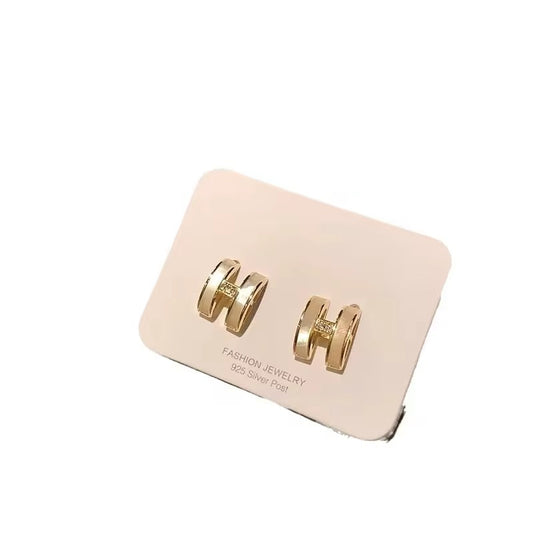 Luxe “H” Enamel Hoop Earrings