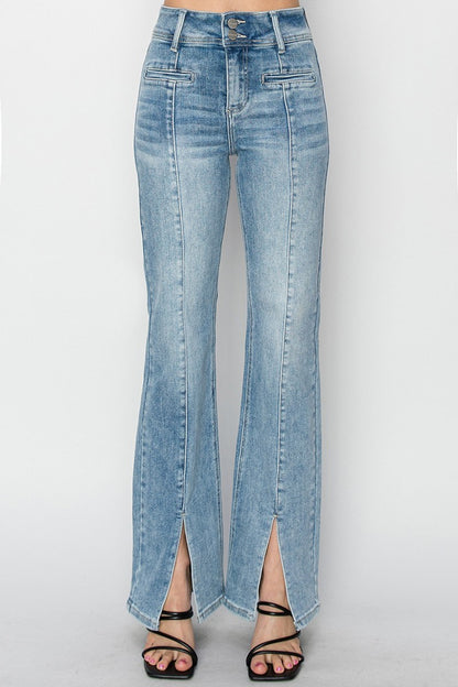 RISEN - HIGH RISE ANKLE STRAIGHT FRONT OPEN SLIT JEANS